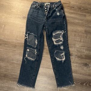 PacSun Dark Blue Distressed Boyfriend Jeans